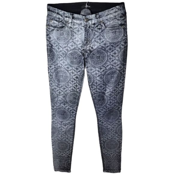 7 for all mankind Metallic Printed Black/Silver Skinny Jeans 27 NWOT - Picture 8 of 8